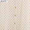 Zevity Women Elegant Hollow Out Embroidery Side Split Shirtdress Female Long Sleeve Breasted Vestidos Chic Midi Dresses DS8611