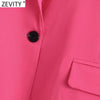 Zevity Women Elegant One Button Solid Business Casual Blazer Coat Office Lady Long Sleeve Outerwear Chic Suits Veste CT765