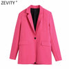 Zevity Women Elegant One Button Solid Business Casual Blazer Coat Office Lady Long Sleeve Outerwear Chic Suits Veste CT765