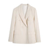 Zevity Women Double Breasted Soft Slim Blazer Coat Female Notched Pockets Leisure Outerwear Suits Chic Tops CT415