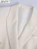 Zevity Women Double Breasted Soft Slim Blazer Coat Female Notched Pockets Leisure Outerwear Suits Chic Tops CT415