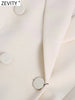 Zevity Women Double Breasted Soft Slim Blazer Coat Female Notched Pockets Leisure Outerwear Suits Chic Tops CT415