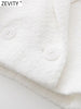 Zevity Women Double Breasted White Texture Short Blazer Coat Female Long Sleeve Outerwear Suit Chic Crop Tops CT560