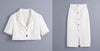 Zevity Women Double Pocket Patch Sweet Short Tweed Woolen Blazer Coat Vintage Female Buttons Outerwear Chic Tops CT720