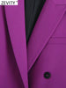 Zevity Women Notched Collar Double Breasted Masculine Blazer Coat Female Chic Business Casual Slim Suits Tops CT844