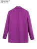 Zevity Women Notched Collar Double Breasted Masculine Blazer Coat Female Chic Business Casual Slim Suits Tops CT844