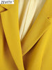 Zevity Women Notched Collar Irregular Design Yellow Blazer Coat Female Chic One Button Casual Slim Suits Tops CT840