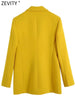Zevity Women Notched Collar Irregular Design Yellow Blazer Coat Female Chic One Button Casual Slim Suits Tops CT840