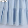 Zevity Women O Neck Hollow Out Embroidery Patchwork Mini Dress Chic Female Lantern Sleeve Casual Pleats Vestidos DS8569