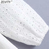 Zevity Women Vintage Hollow Out Embroidery Casual Slim Midi Dress Female Chic V Neck Waist Lace Up A Line Kimono Vestidos DS8119