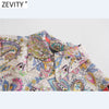 Zevity Women Vintage Red Striped Patchwork Totem Floral Print Bow Sashes Shirt Dress Female Chic Side Split Slim Vestidos DS8138