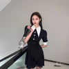 Zhou Jieqiong Celebrity Style Elegant White Lapel Buckle Scheming Little Dress Hepburn Style Small Size Dress