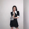 Zhou Jieqiong Celebrity Style Elegant White Lapel Buckle Scheming Little Dress Hepburn Style Small Size Dress