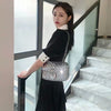 Zhou Jieqiong Celebrity Style Elegant White Lapel Buckle Scheming Little Dress Hepburn Style Small Size Dress