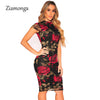 Plus Size Bandage Dress 2022 Sexy Party Dress Black Floral Print Knee Length Pencil Midi Dress Sexy Bodycon Women Dress