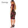 Plus Size Bandage Dress 2022 Sexy Party Dress Black Floral Print Knee Length Pencil Midi Dress Sexy Bodycon Women Dress