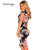 Plus Size Bandage Dress 2022 Sexy Party Dress Black Floral Print Knee Length Pencil Midi Dress Sexy Bodycon Women Dress