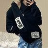 Zip-Up Hoodie Casual Loose Sweatshirt Y2K Printed Long Sleeve Women Tops Autumn Streetwear Vintage Harajuku Sweatshirt With Zip