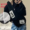 Zip-Up Hoodie Casual Loose Sweatshirt Y2K Printed Long Sleeve Women Tops Autumn Streetwear Vintage Harajuku Sweatshirt With Zip