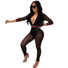 New Sexy Bodycon Long Sleeve Jumpsuits For Women Fashion Mesh See-Through Romper Club Overalls Combinaison Femme Y2210