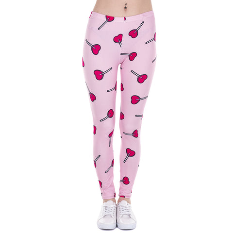 Brand Fashion Women Leggings Love Lollipop Printing Fitness Legging Sexy High Waist Legging For Woman Pants