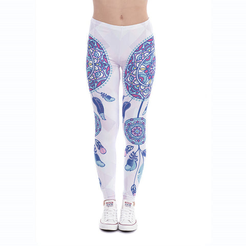 Brand Fashion Women Legins Mandala Feathers Printing Sexy Slim Stretch Legging High Waist Leggings Woman Pants