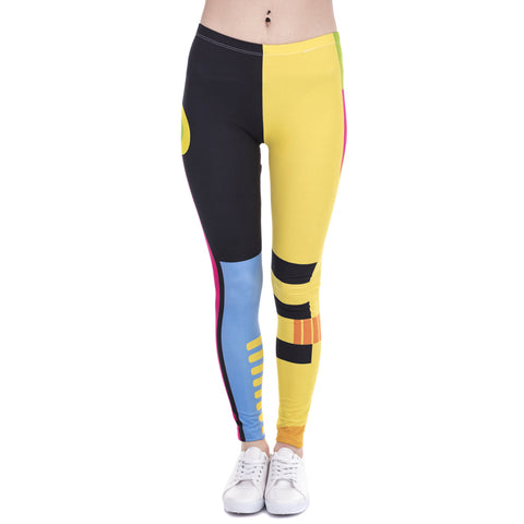 Brand New Fashion Women Leggings Simple Geometry Splicing Printing Leggins Fitness Legging Sexy High Waist Woman Pants