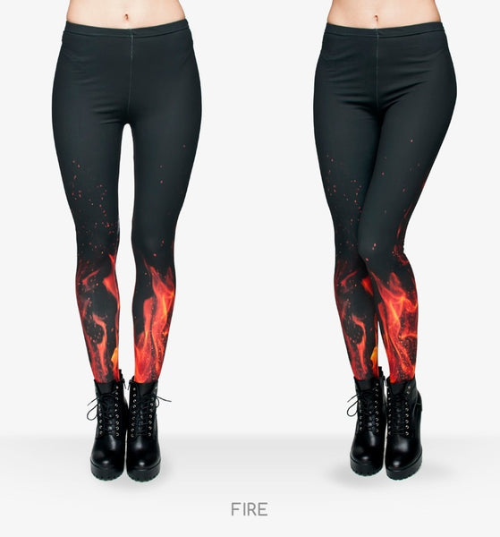 Brand Russian style Fire flame Printing Leggings Punk Women Legging Stretchy Trousers Casual Pants Womens Leggings