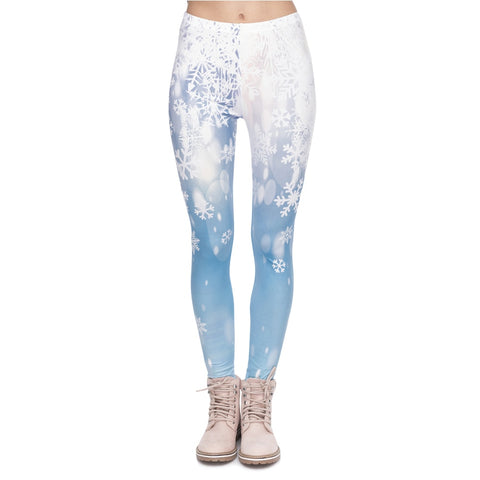 Christmas Series Women Legging Falling Snow Printing Fitness Leggings Fashion Elegant High Waist Woman Pants