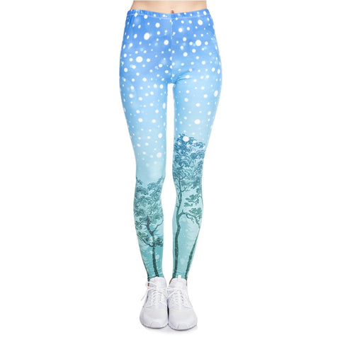 Christmas Style Women Legging Aurora Winter Printing Fitness Leggings Fashion Cozy High Waist Woman Pants