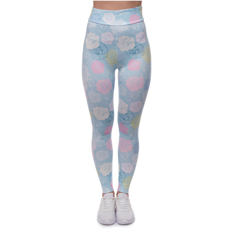 Elegant High Waist Legging Pastel Roses Printing Women Fitness Leggings Fashion Slim Woman Pants
