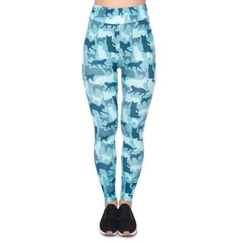 Elegant Women High Waist Legging Cat Camo Psycho Printing Leggings Fashion Fitness Woman Pants