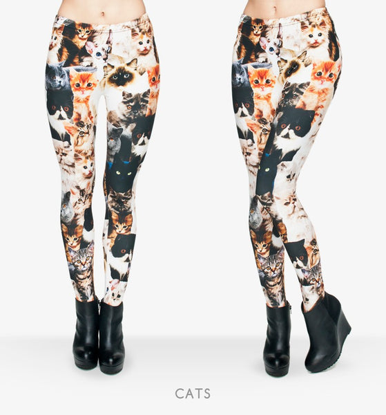 Fashion Animal Shapes Cats 3D Full Printing Punk Women Legging Slim Fit Trousers Casual Pants Leggings