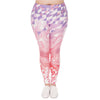 Fashion Large Size Leggings Triangles Pink Marble Printed Leggins Plus Size Trousers Stretch Pants For Plump Women