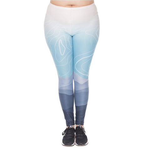 Fashion Large Size Leggings Wild Mountain Printed High Waist Leggins Plus Size Trousers Stretch Pants For Plump Women