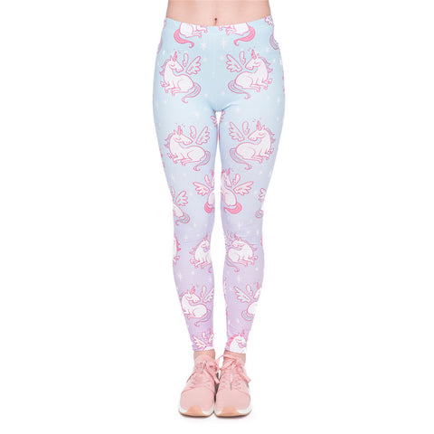 Fashion New Arrival Women Legging Unicorns Wings Printing Leggings Elegant Cozy High Waist Woman Pants