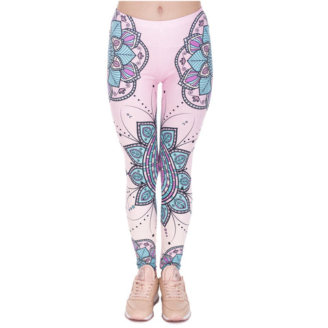 Fashion Women Legins Mandala Flower 3D Printing Legging Silm High Waist Woman Leggings