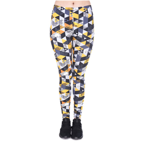 Geometric Design Women Fashion Legging Orange Triangle Printing Leggings High Waist Women Pants