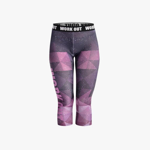 High Elasticity Women Capri Leggings Purple Sky Printing Mid-Calf 3/4 Fitness Movement Leggins Capri Pants