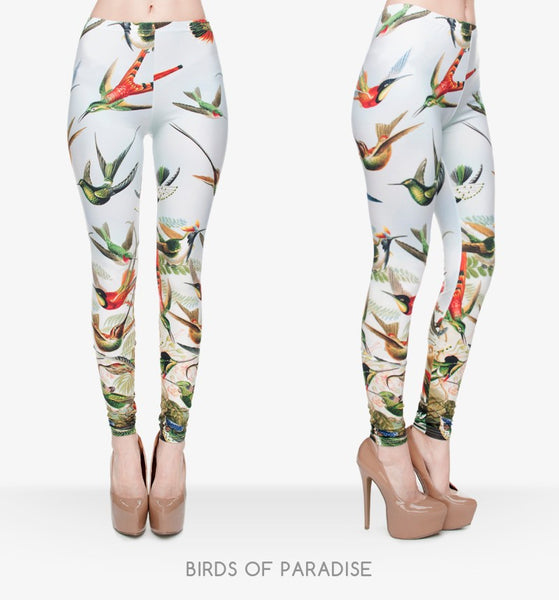 High Quality Birds of Paradise 3D Printing Women Legging Casual Pants Trousers Elasticity Leggings