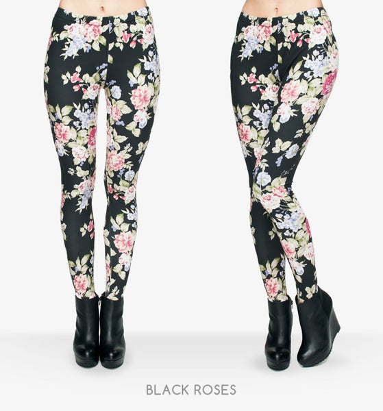 Hot Women Clothing Full Length 3D Graphic Full Print Fresh Flowers Leggings Sexy Fitness Punk Leggings Pants Workout