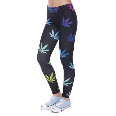 New Arrival Legging Color Weeds Printed Leggins for Women Fashion Leggings Sexy Slim Legins Women Pants 100% Brand New