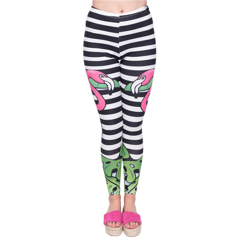 New Arrival Women Legging Tropical Flamingo Printing Leggings Fashion High Waist Woman Flexible Pants