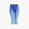 New Fashion Women Capri Leggings Blue Triangle Printing Elegant Mid-Calf 3/4 Fitness Movement Leggins Capri Pants