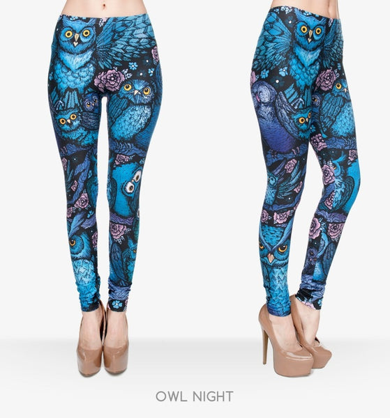 New Hot Night Owl Full Printing Pants Women Clothing Ladies fitness Legging Stretchy Trousers Skinny Leggings