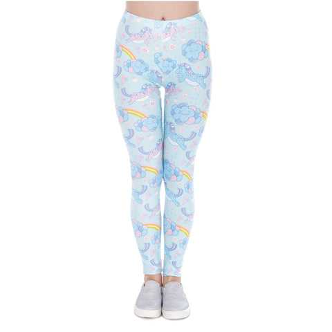 New Spring Woman Legins Unicorn Clouds Printing Legging Fashion Women High Waist Leggings