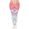 Plus Size Women Leggings Aztec Round Ombre Printing Stretch High Waist Large Size Trousers Pants For Plump Women