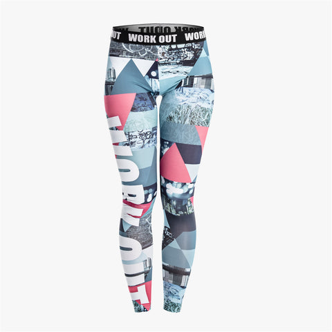 Retro Graphics Women Legging Triangle Graffiti Printing Leggings Fashion Slim High Waist Woman Pants