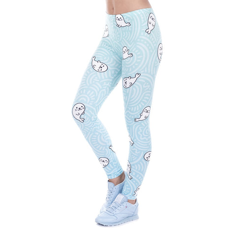 Sexy Legging White Seal Lovely Print High Elasticity Trousers Legins Women Leggings Woman Pants 100% Brand New