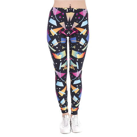 Spring Fashion Women Legins Retro Geometric Figure Printing Legging High Waist Cozy Woman Leggings